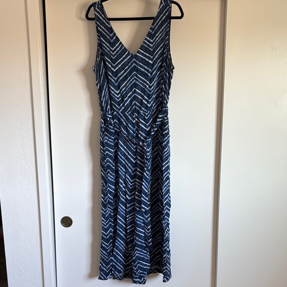 GAP Stylish Navy Chevron Romper with Waist Tie and Pockets
